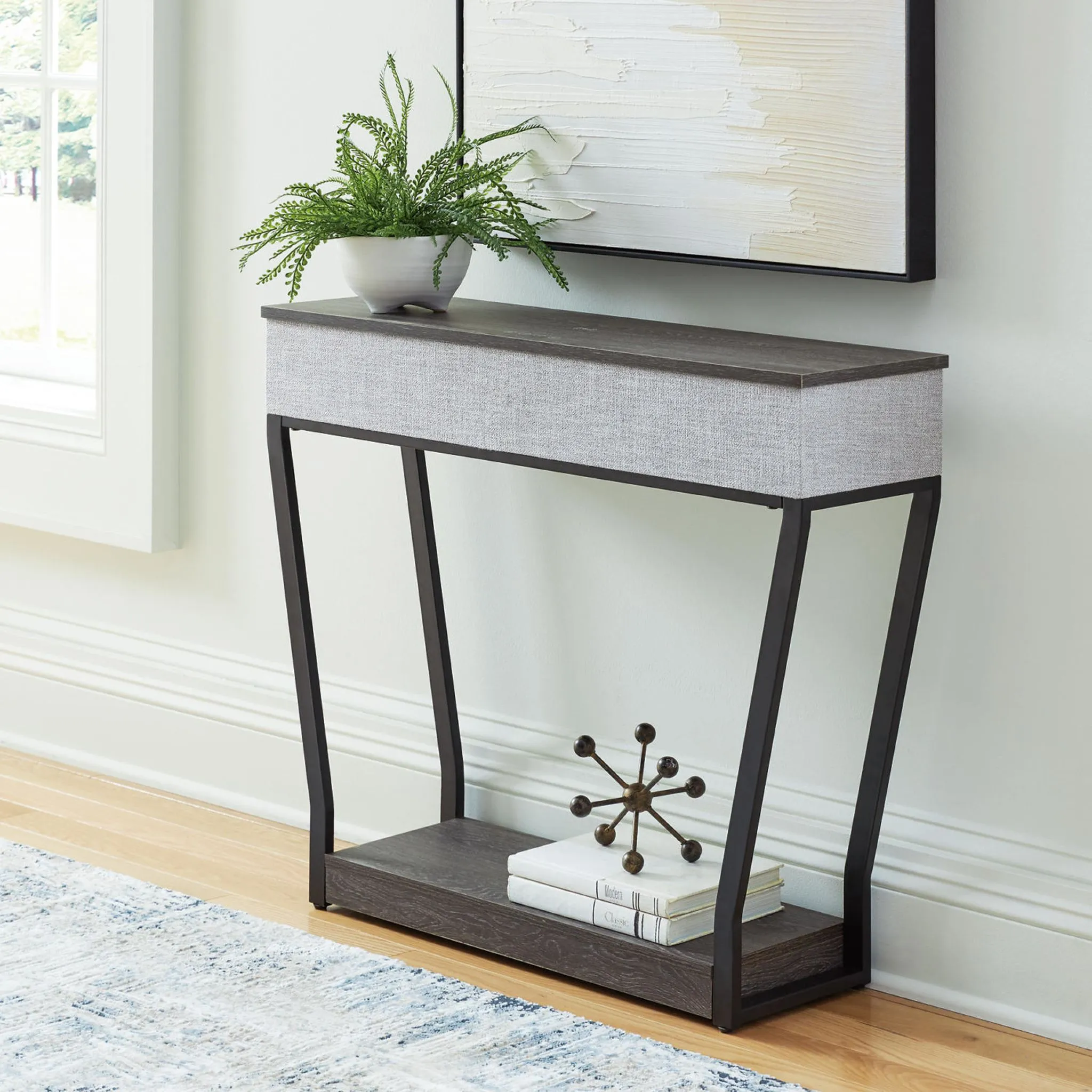 Sethlen Console Table - Gray/Black