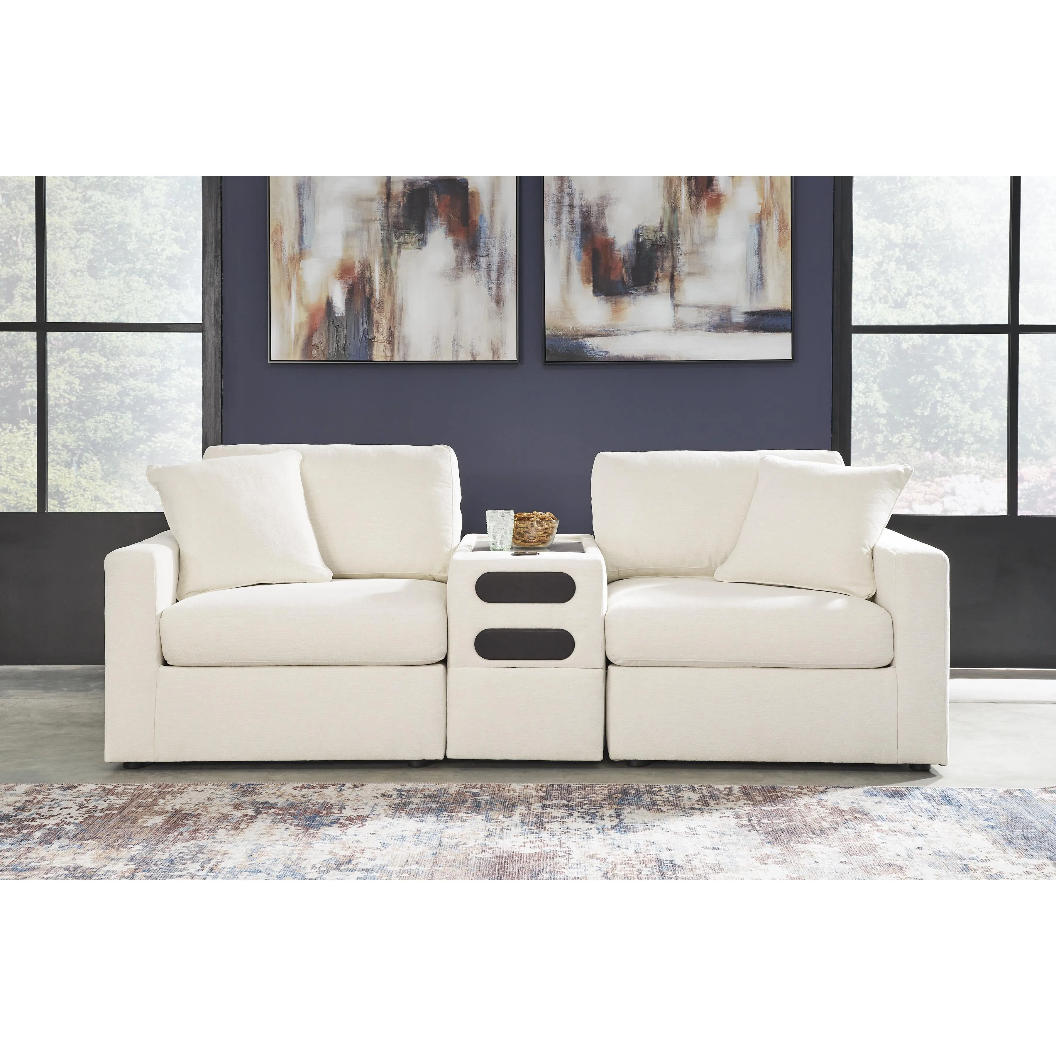 Signature Design by Ashley Modmax Stationary Fabric Loveseat with Console 9210364/9210327/9210365