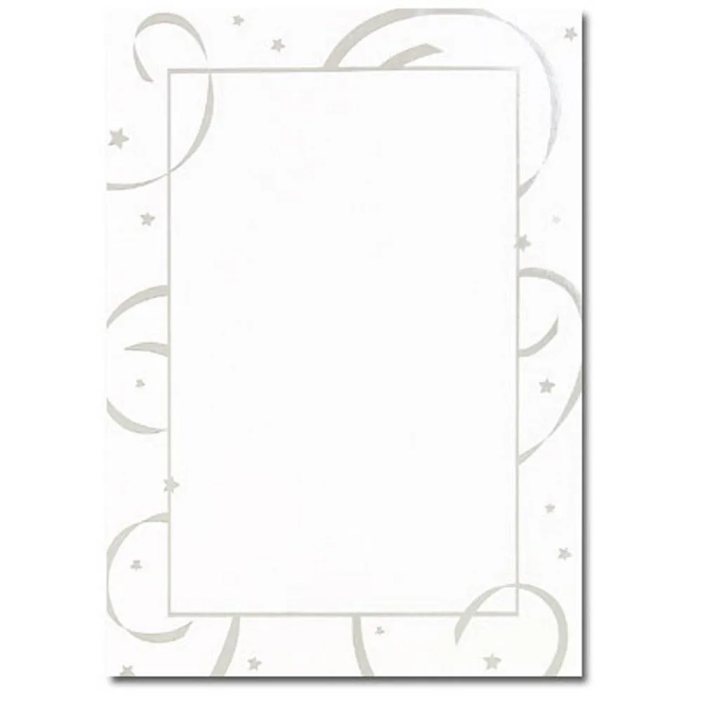 Silver Stars And Streamers Flat Invitation Cards With Envelopes