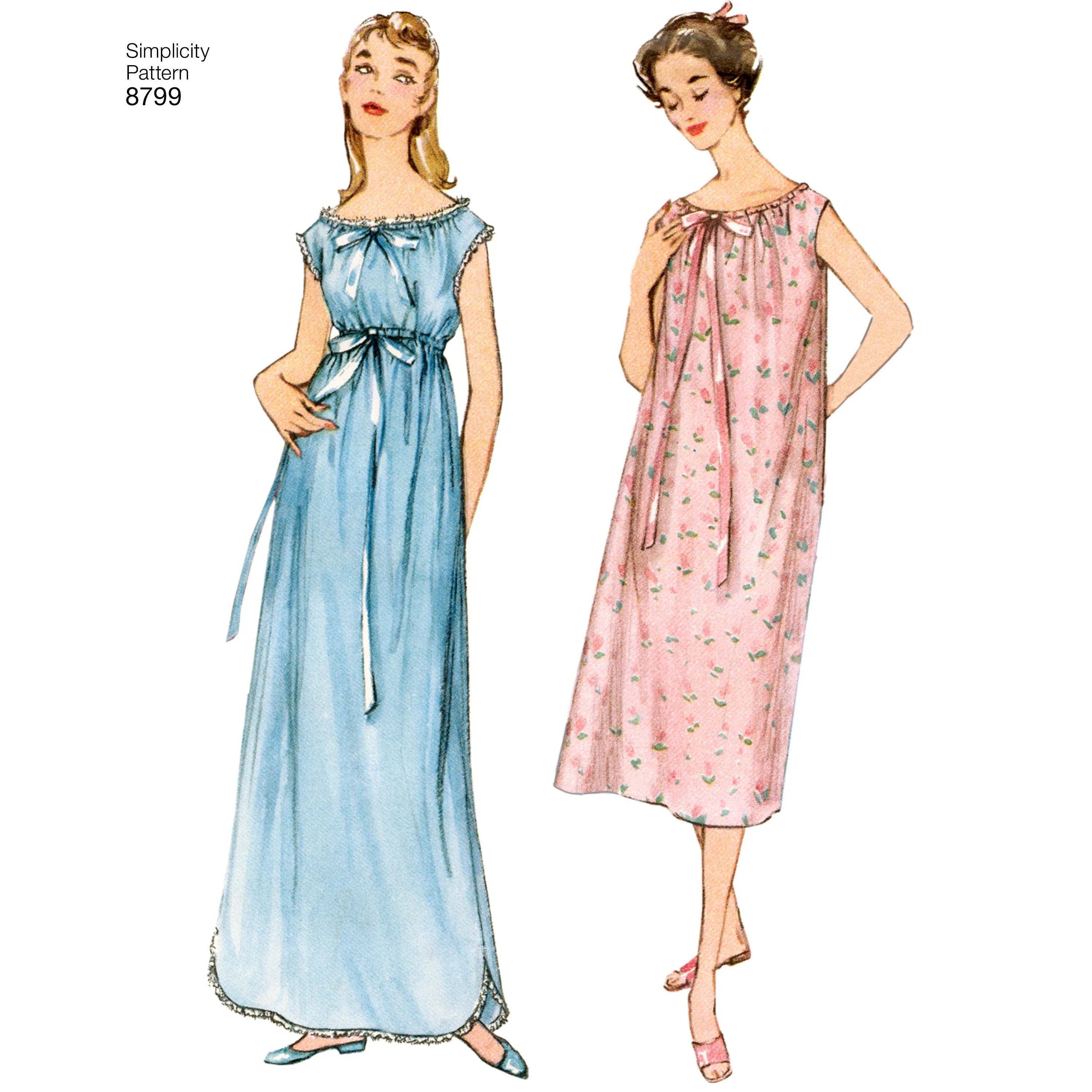 Simplicity Pattern 8799 Misses' Vintage Nightgowns