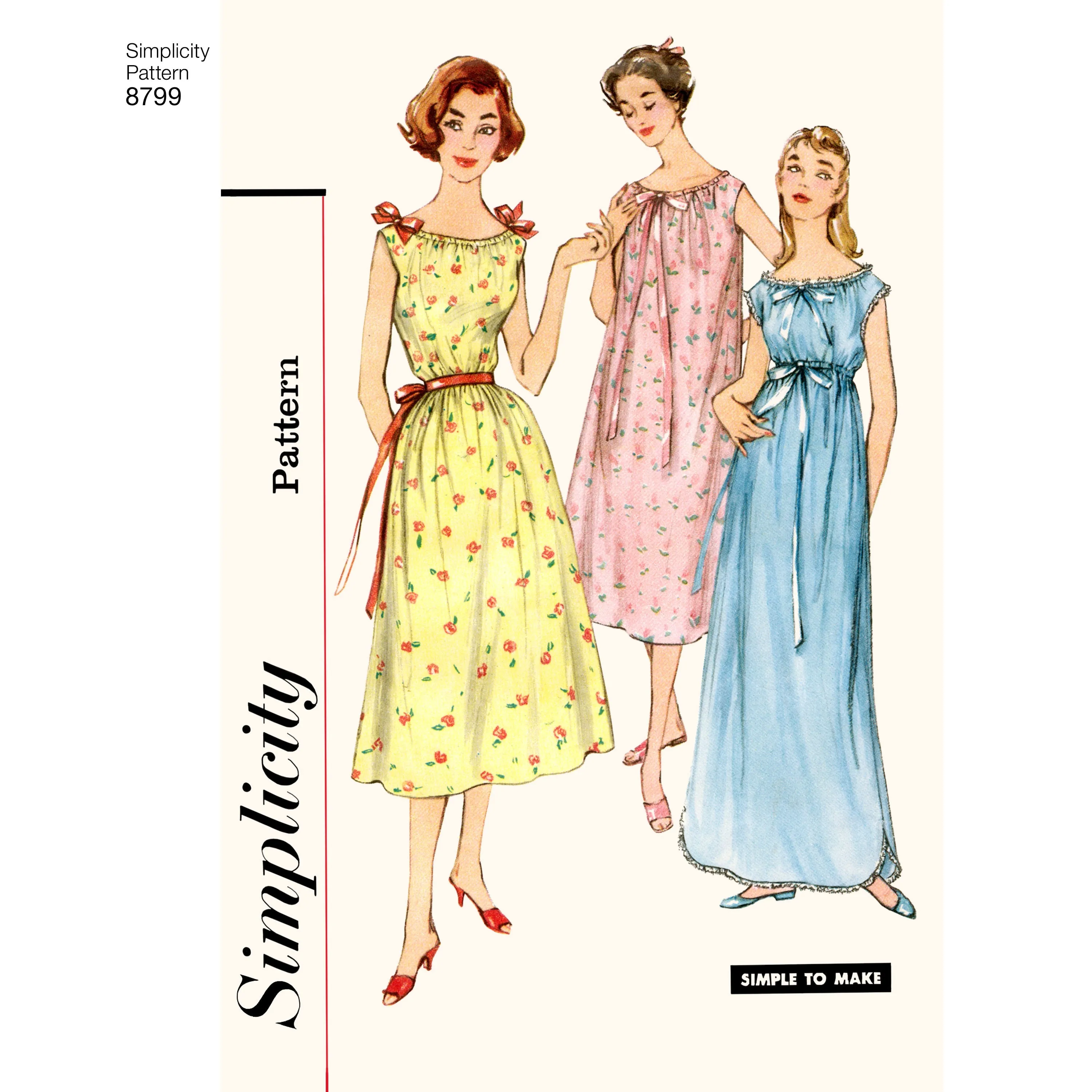 Simplicity Pattern 8799 Misses' Vintage Nightgowns