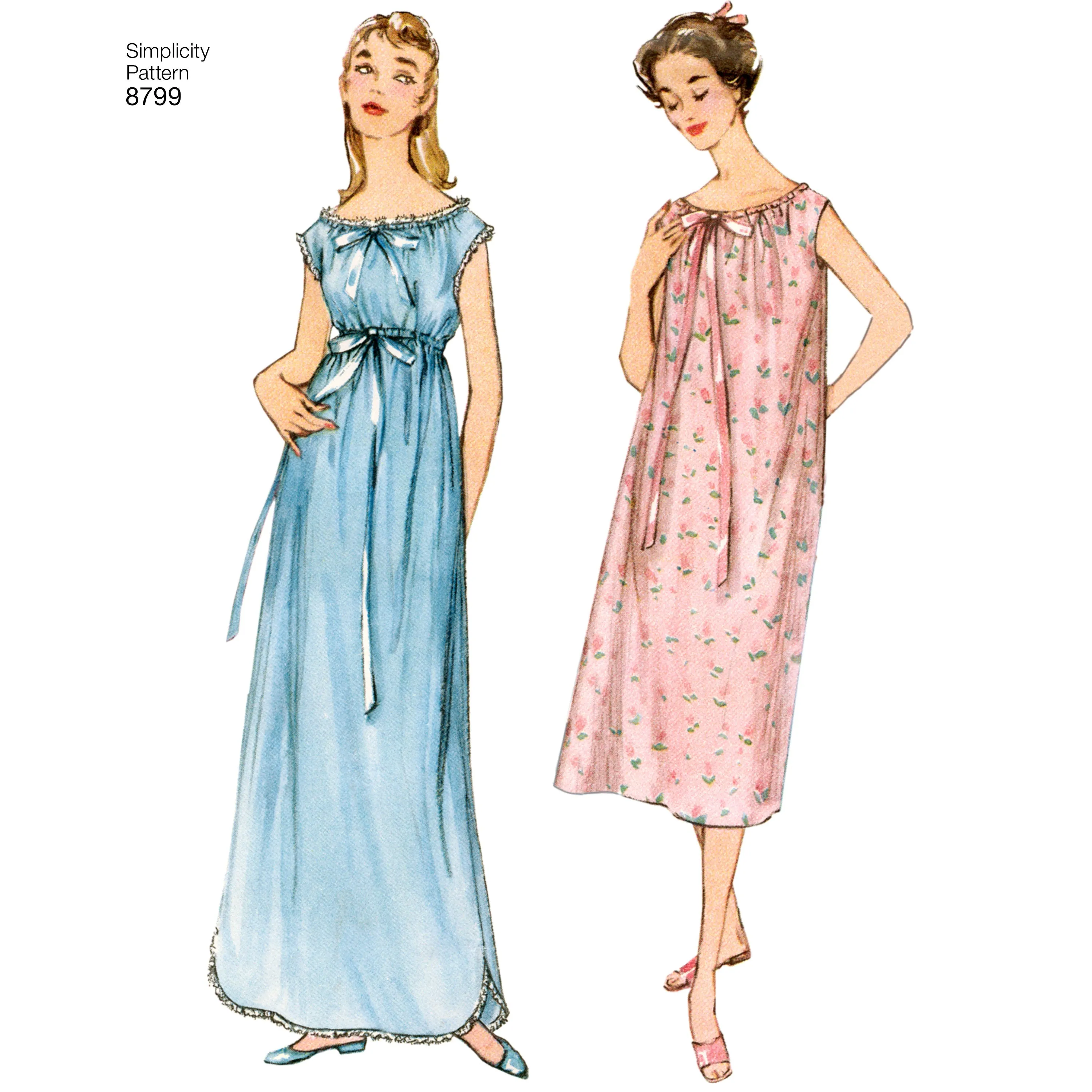 Simplicity Pattern 8799 Misses' Vintage Nightgowns