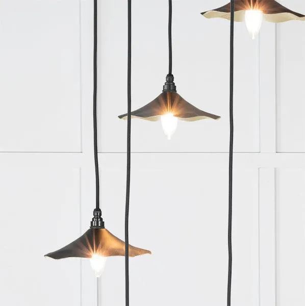 Smooth Brass Flora Cluster Pendant in Elan Black | From The Anvil