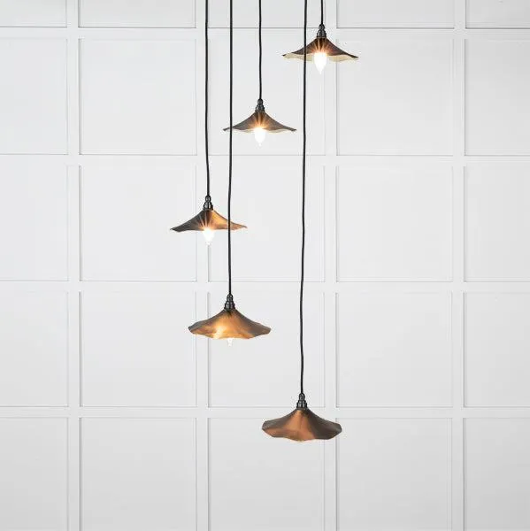 Smooth Brass Flora Cluster Pendant in Elan Black | From The Anvil
