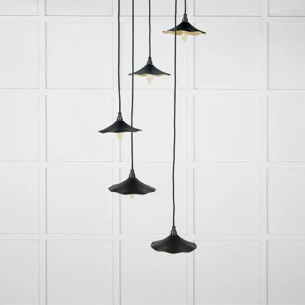 Smooth Brass Flora Cluster Pendant in Elan Black | From The Anvil