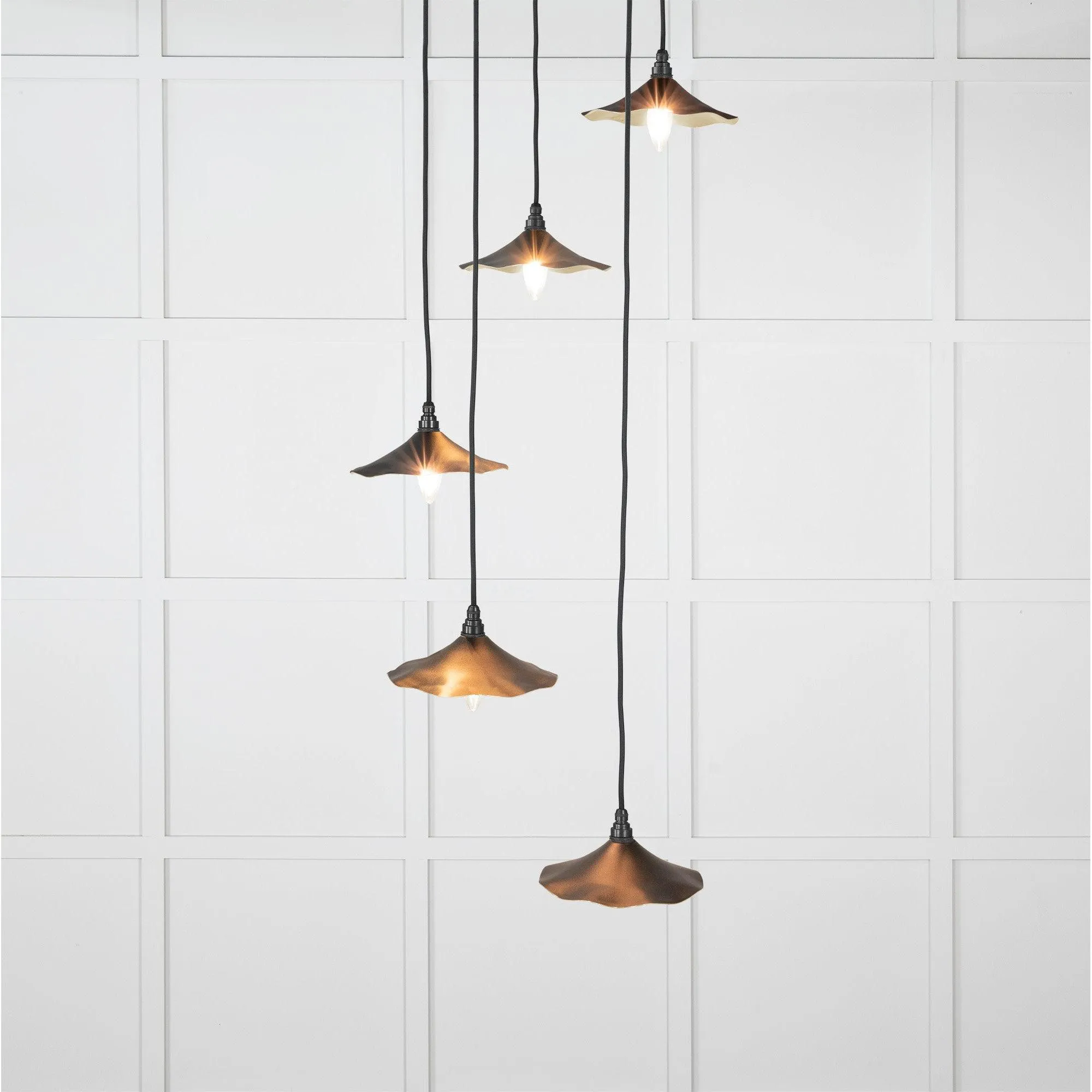Smooth Brass Flora Cluster Pendant in Elan Black | From The Anvil