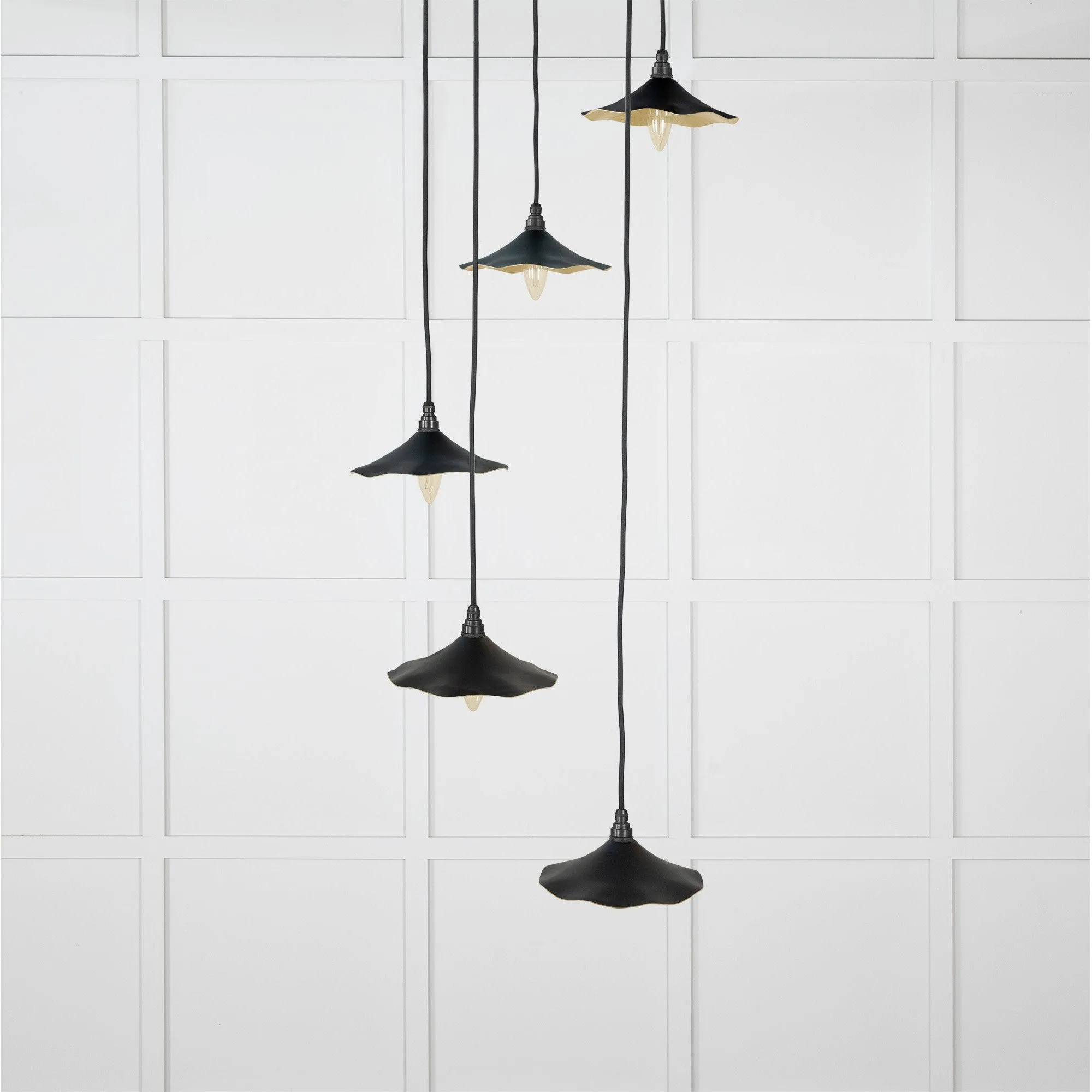 Smooth Brass Flora Cluster Pendant in Elan Black | From The Anvil