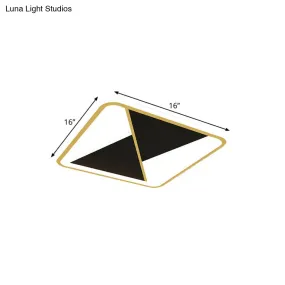 Square Flush Mount Metal LED Ceiling Light Fixture in Gold, 16"/19.5" Wide - Simplicity Combined for Bedroom