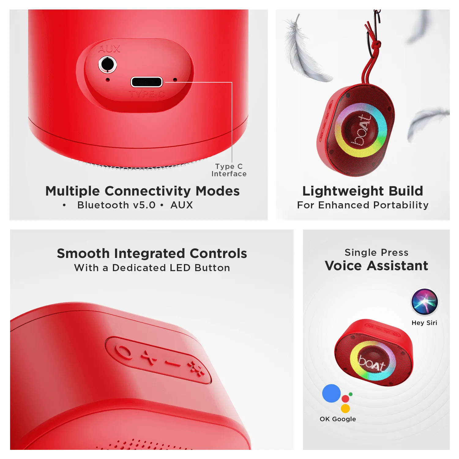 Stone 250 | 5W Portable Wireless Speaker with RGB LED, 9 Hours of Playtime, IPX7 Water Resistant