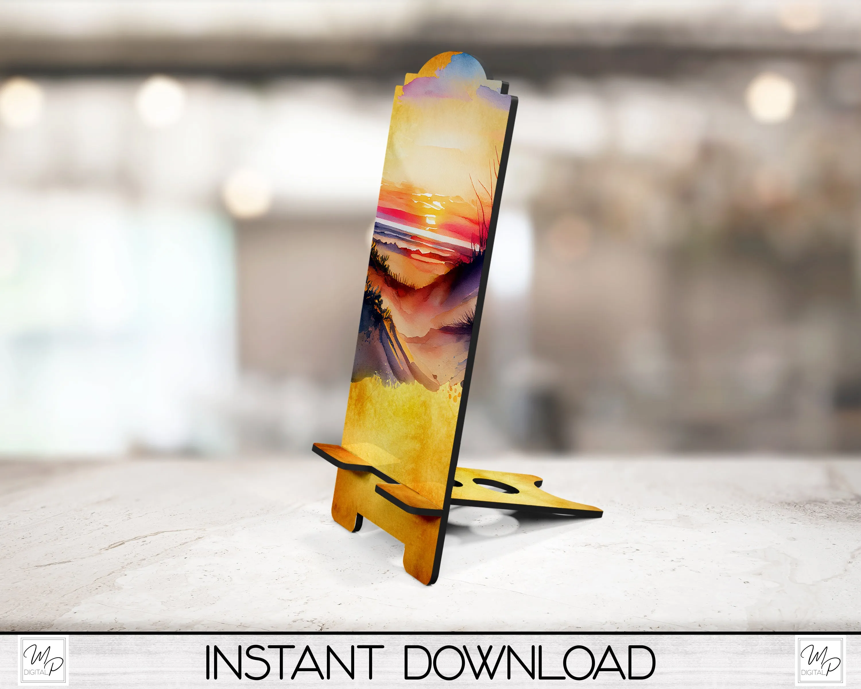Sunset Beach Cell Phone Stand PNG for Sublimation Design, Digital Download
