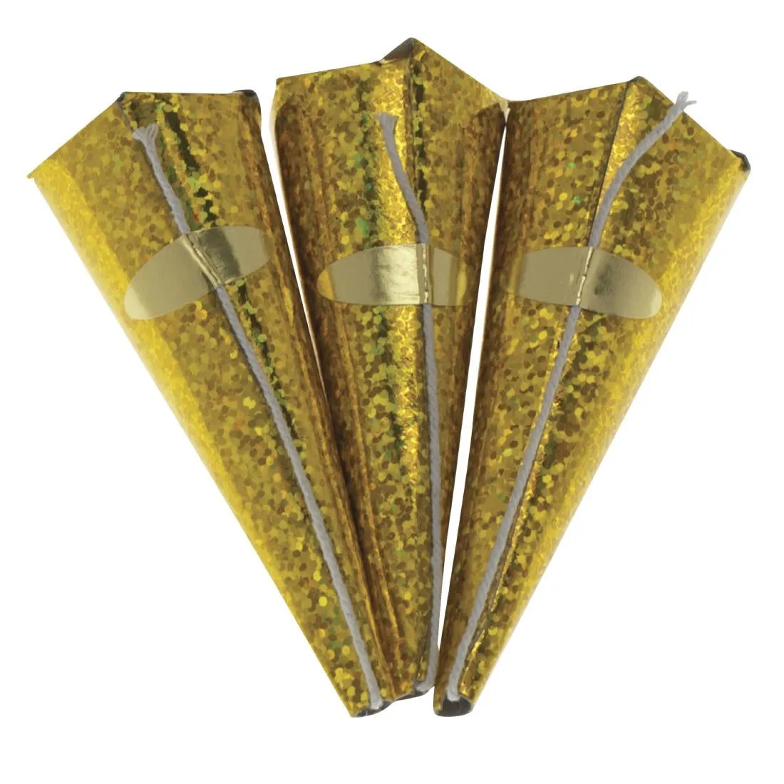 Swantex Gold Holographic Cone Party Poppers (Pack of 50)