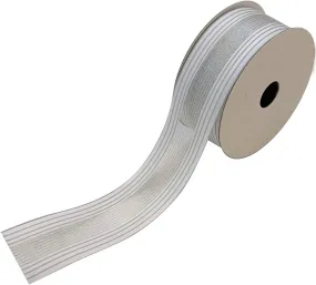 Textured Sheer Center White Ribbon - 1 1/2" x 25 Yards