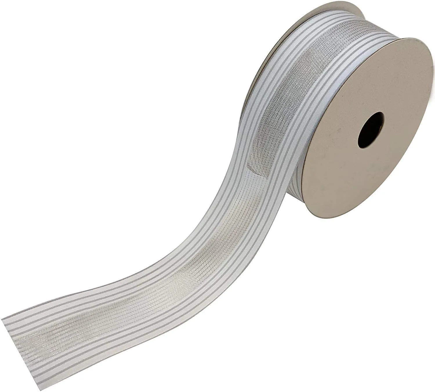 Textured Sheer Center White Ribbon - 1 1/2" x 25 Yards