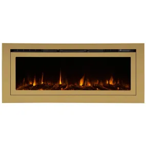 The Sideline Deluxe Gold 60 Inch Recessed Smart Electric Fireplace Refurbished 86276