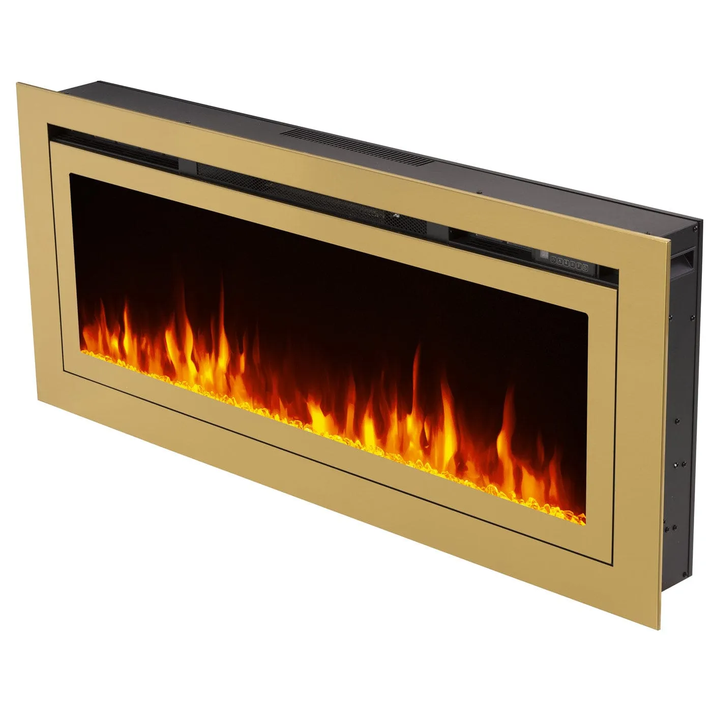 The Sideline Deluxe Gold 60 Inch Recessed Smart Electric Fireplace Refurbished 86276