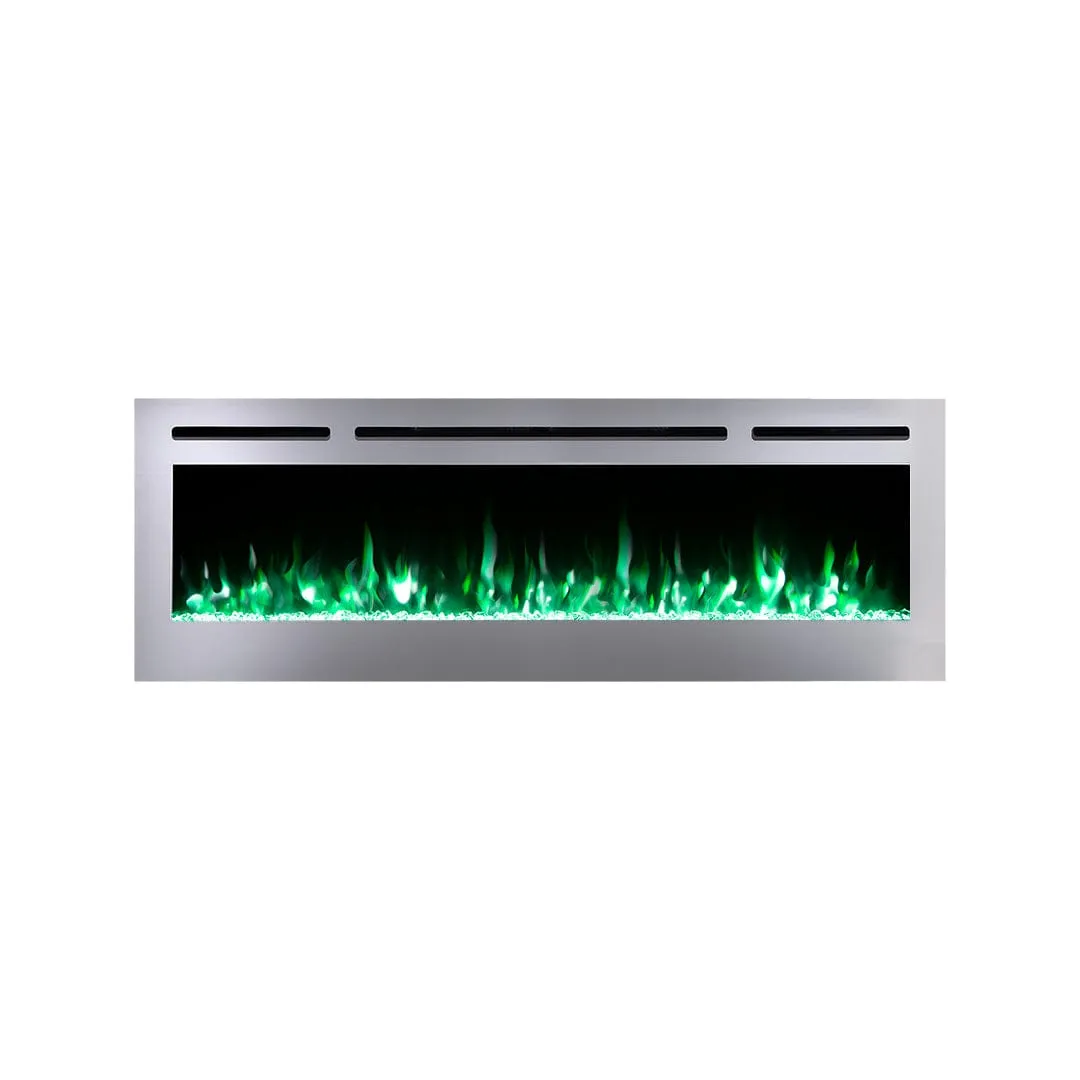 The Sideline Deluxe Stainless Steel 60 Inch Recessed Smart Electric Fireplace 86277