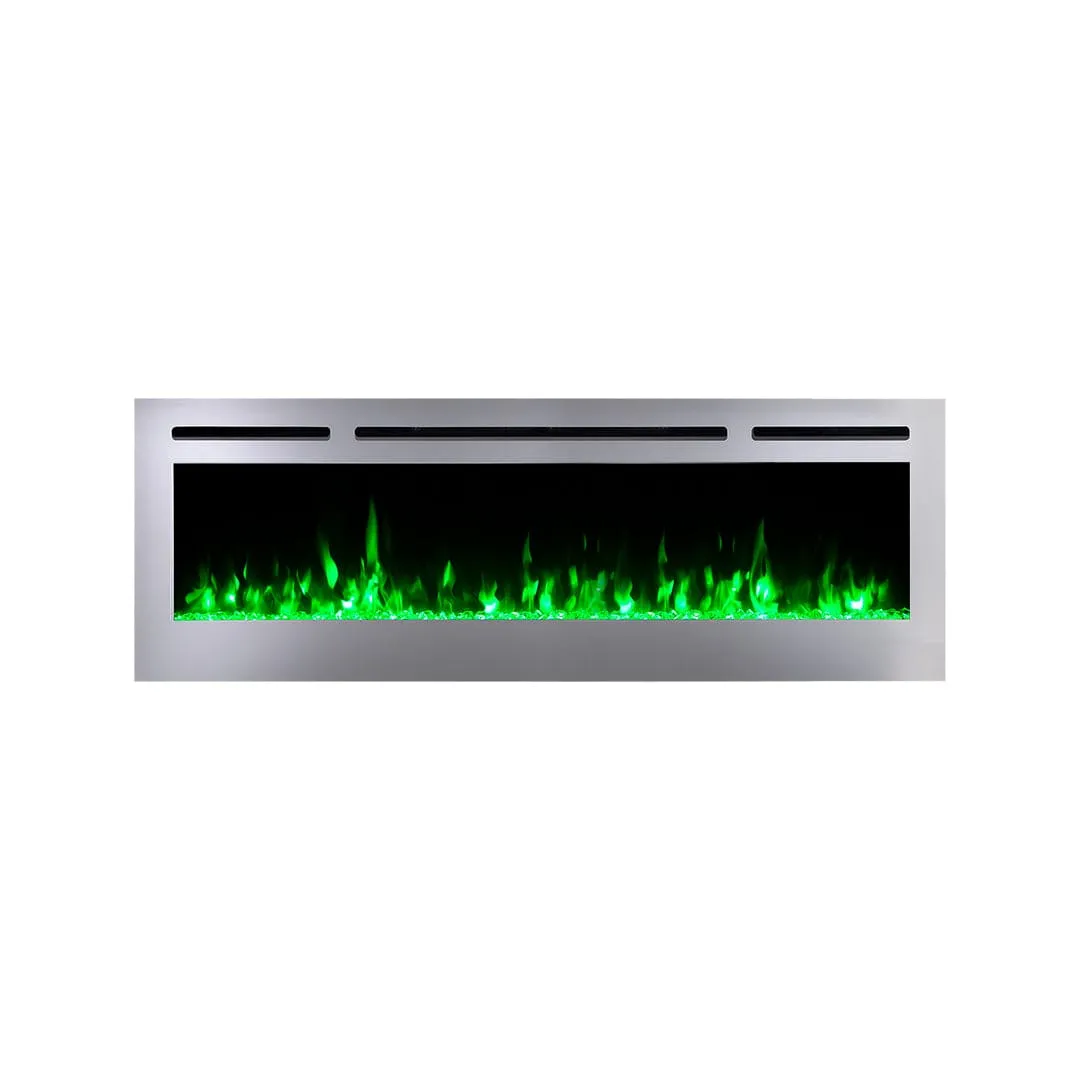 The Sideline Deluxe Stainless Steel 60 Inch Recessed Smart Electric Fireplace 86277