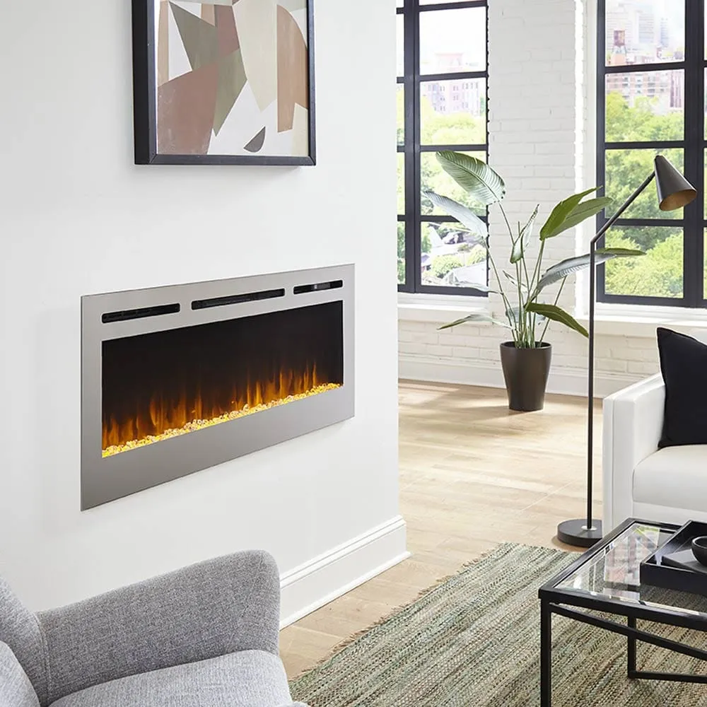 The Sideline Deluxe Stainless Steel 60 Inch Recessed Smart Electric Fireplace 86277