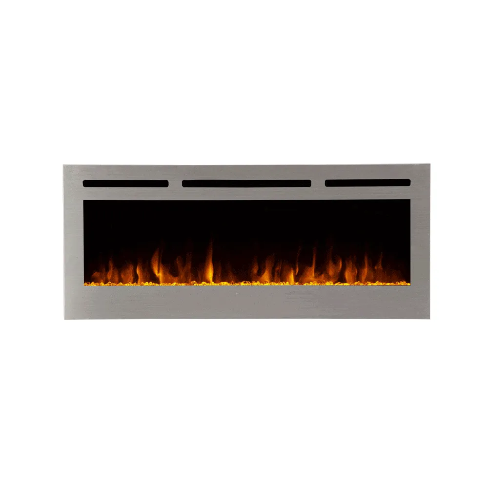 The Sideline Deluxe Stainless Steel 60 Inch Recessed Smart Electric Fireplace 86277
