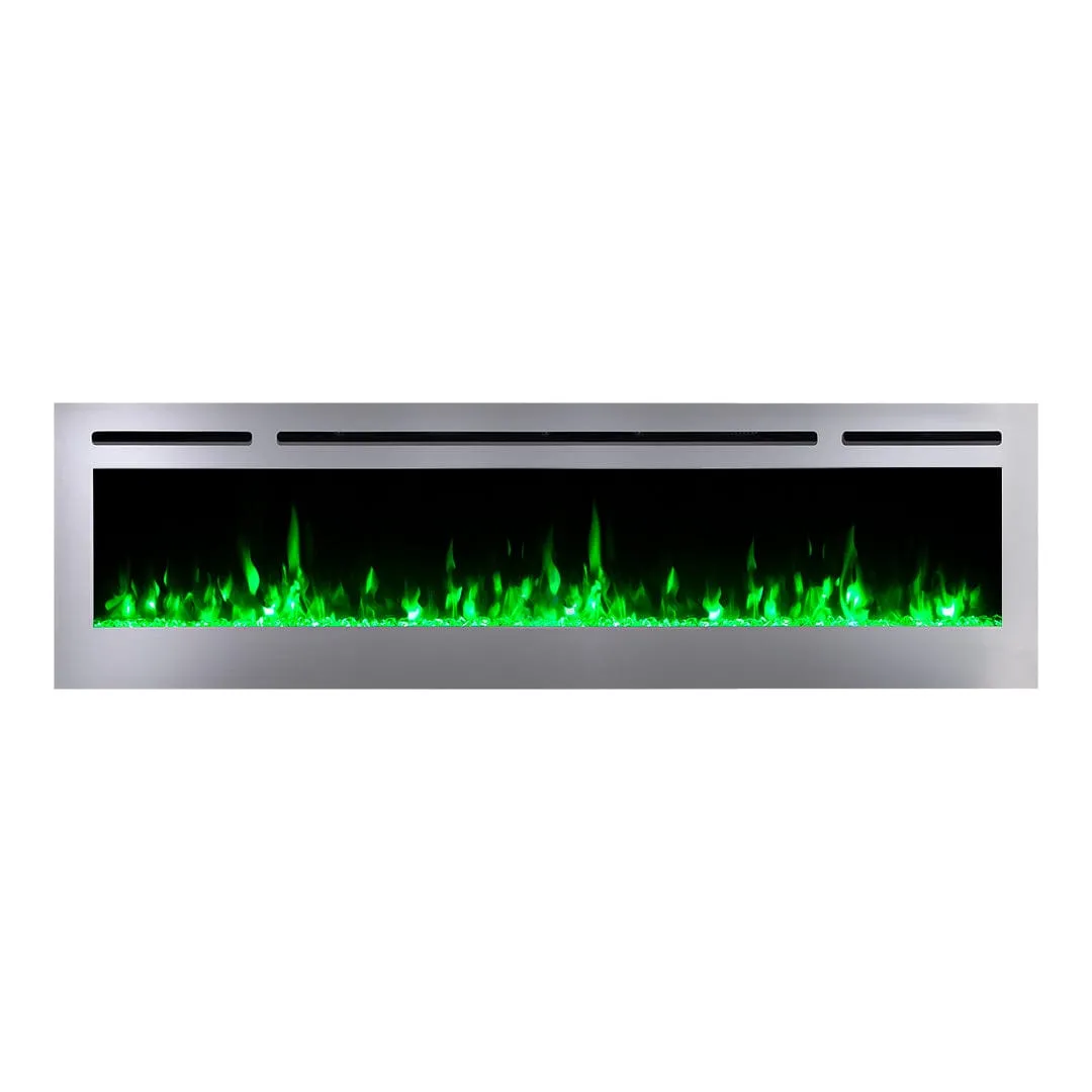 The Sideline Deluxe Stainless Steel 72 Inch Recessed Smart Electric Fireplace 86279