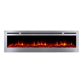 The Sideline Deluxe Stainless Steel 72 Inch Recessed Smart Electric Fireplace 86279