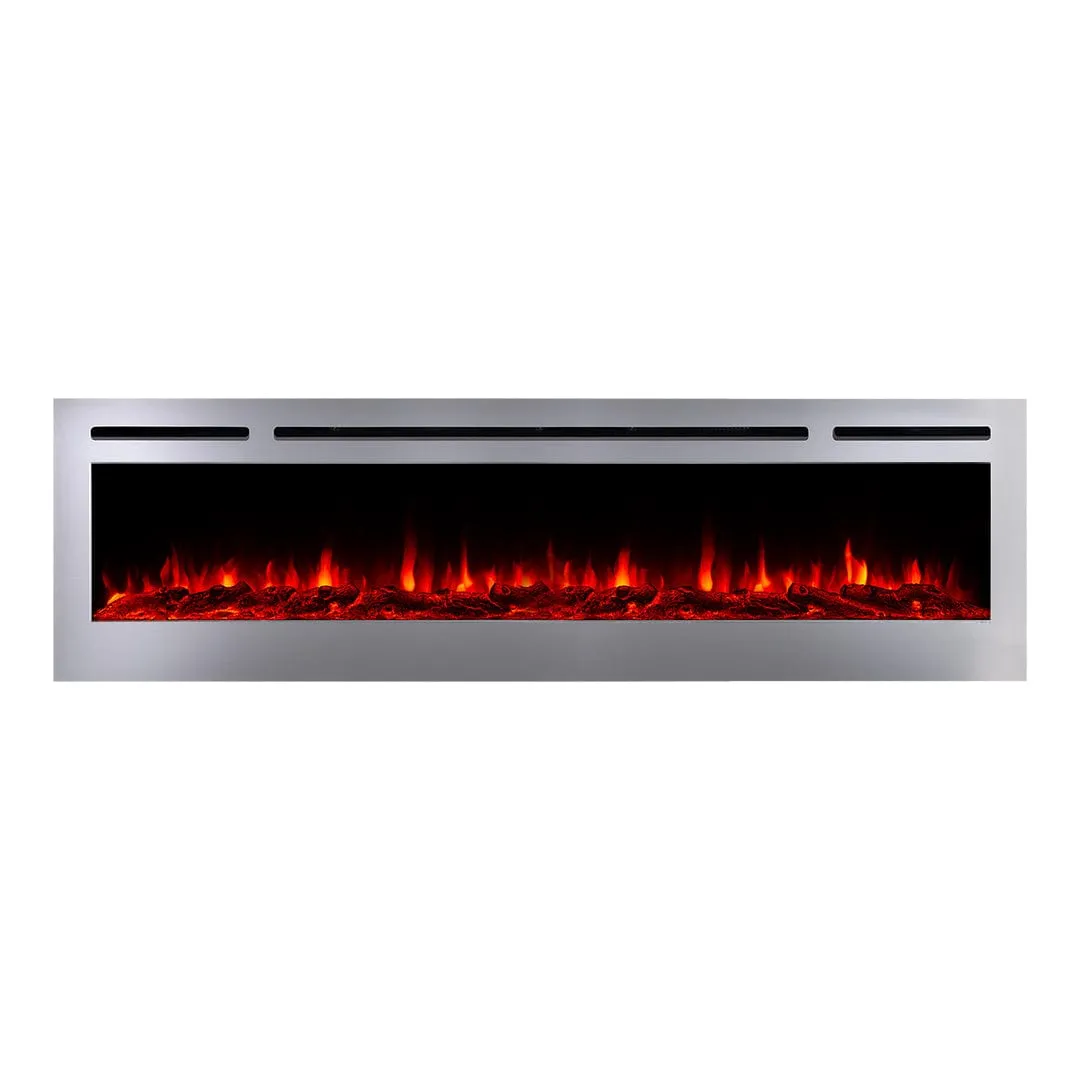 The Sideline Deluxe Stainless Steel 72 Inch Recessed Smart Electric Fireplace 86279
