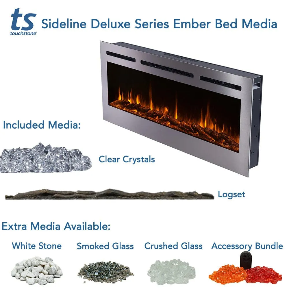 The Sideline Deluxe Stainless Steel 72 Inch Recessed Smart Electric Fireplace 86279