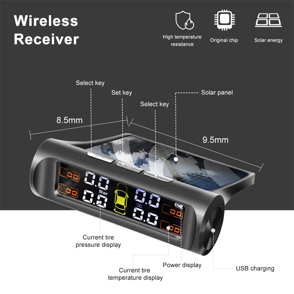 Tire Pressure Monitoring Systems Solar Car Digital Display