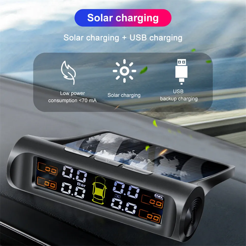 Tire Pressure Monitoring Systems Solar Car Digital Display