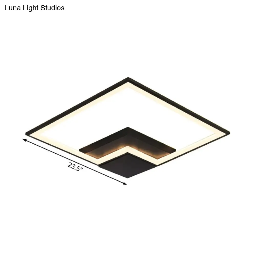 Torch Square Ceiling Lamp Simplicity - Black/White - LED Acrylic Flush Mount Light (16"/19.5"/23.5") - Warm/White Light