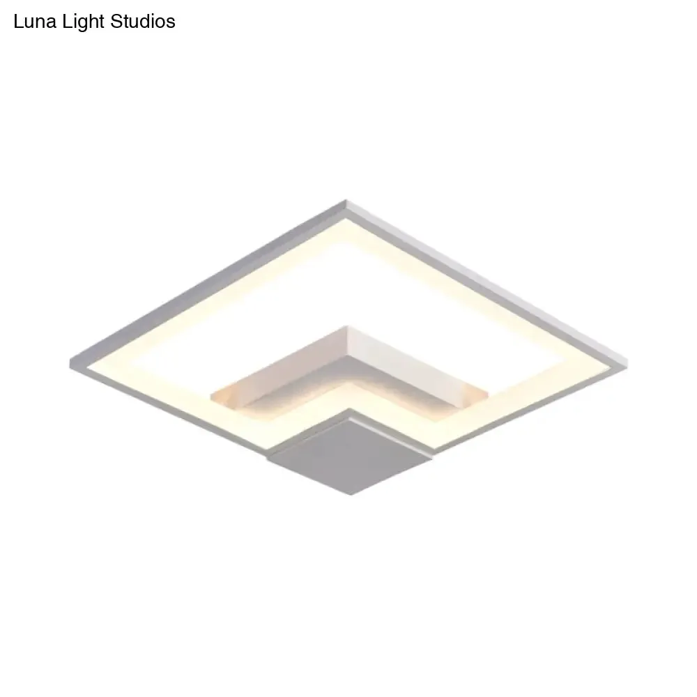 Torch Square Ceiling Lamp Simplicity - Black/White - LED Acrylic Flush Mount Light (16"/19.5"/23.5") - Warm/White Light