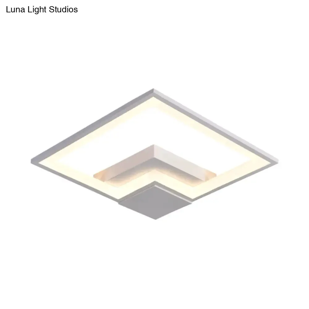 Torch Square Ceiling Lamp Simplicity - Black/White - LED Acrylic Flush Mount Light (16"/19.5"/23.5") - Warm/White Light