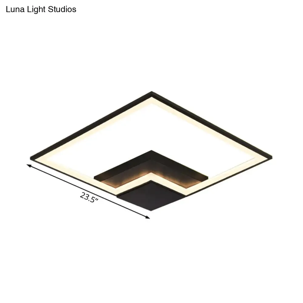 Torch Square Ceiling Lamp Simplicity - Black/White - LED Acrylic Flush Mount Light (16"/19.5"/23.5") - Warm/White Light