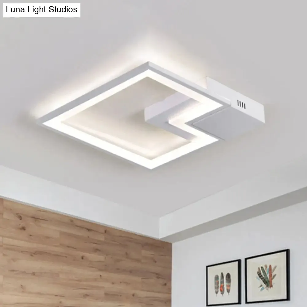 Torch Square Ceiling Lamp Simplicity - Black/White - LED Acrylic Flush Mount Light (16"/19.5"/23.5") - Warm/White Light