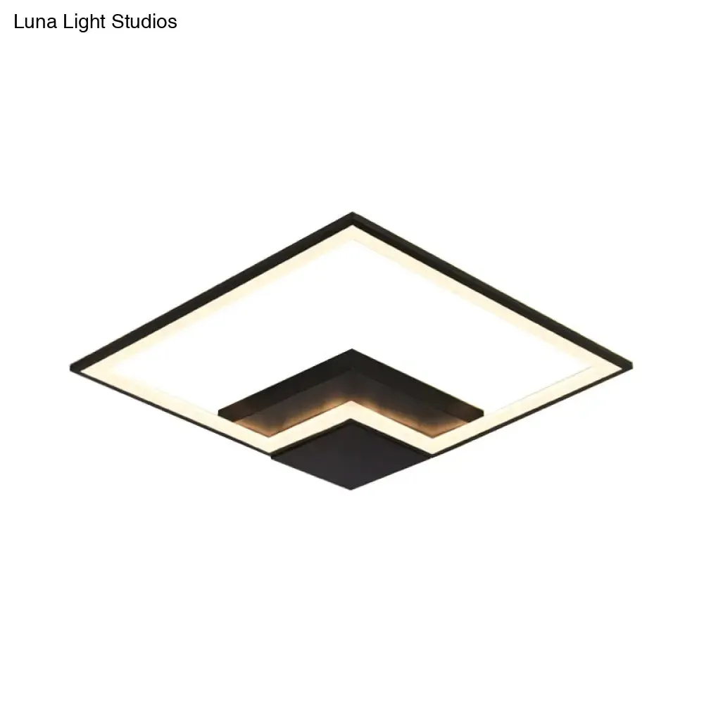 Torch Square Ceiling Lamp Simplicity - Black/White - LED Acrylic Flush Mount Light (16"/19.5"/23.5") - Warm/White Light