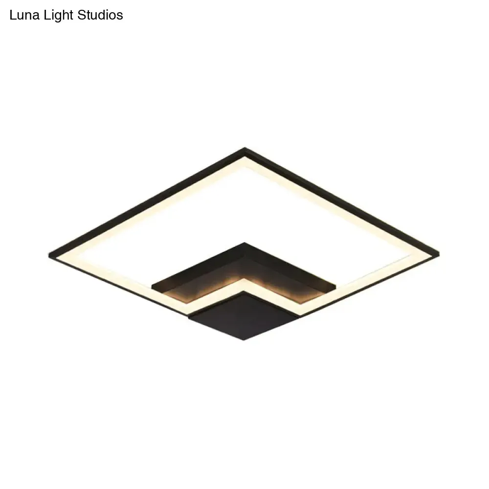 Torch Square Ceiling Lamp Simplicity - Black/White - LED Acrylic Flush Mount Light (16"/19.5"/23.5") - Warm/White Light