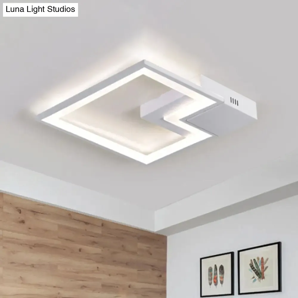 Torch Square Ceiling Lamp Simplicity - Black/White - LED Acrylic Flush Mount Light (16"/19.5"/23.5") - Warm/White Light