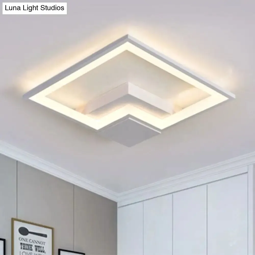 Torch Square Ceiling Lamp Simplicity - Black/White - LED Acrylic Flush Mount Light (16"/19.5"/23.5") - Warm/White Light