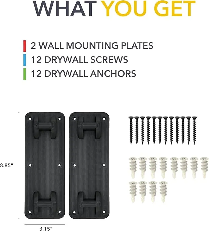 TWRAPS Cargo Crossbars Wall Mount Plates for Rivian R1T & R1S, 800 lbs Weight Capacity