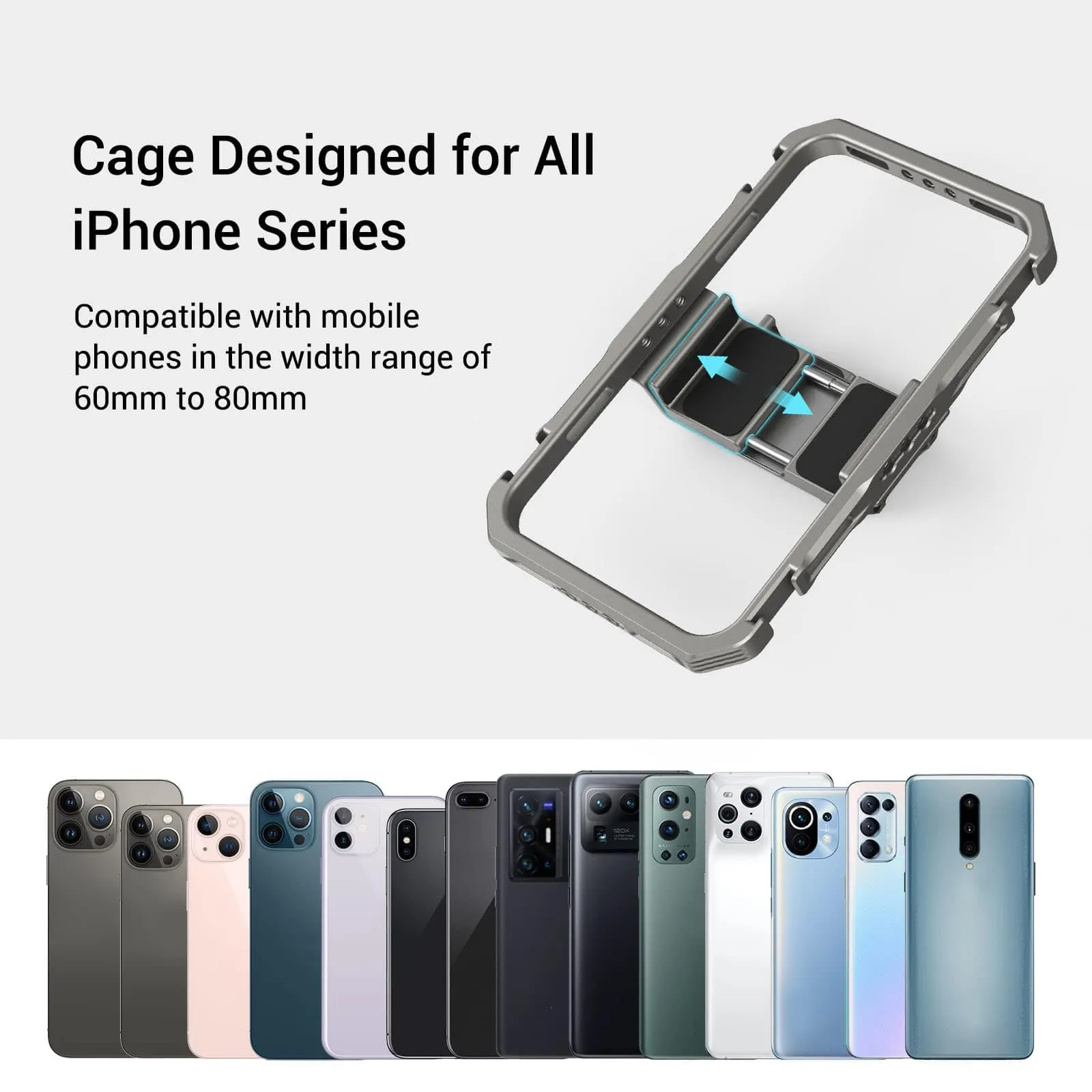 Universal Smartphone Video Kit | Vlogging, Live Streaming | Cage, Mic, Light, Tripod | All Phone Sizes