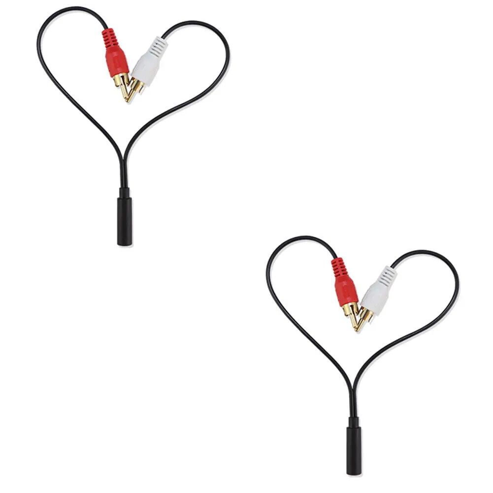 US 1-2 Pack 2 RCA Male Plug to 3.5mm Female Aux Audio Headphone Jack Converter
