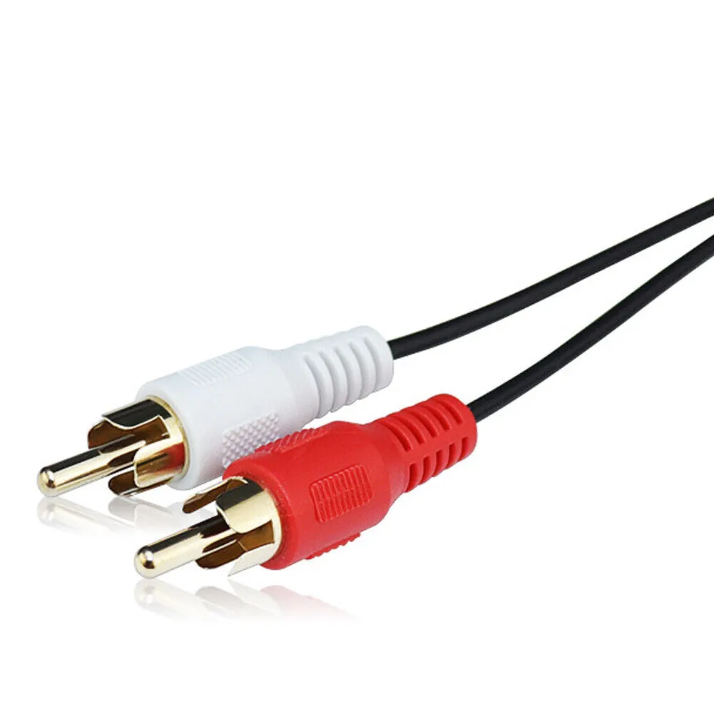 US 1-2 Pack 2 RCA Male Plug to 3.5mm Female Aux Audio Headphone Jack Converter