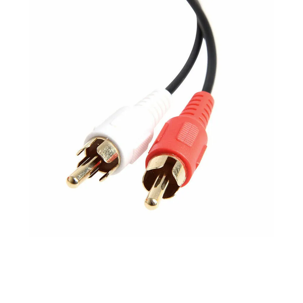 US 1-2 Pack 2 RCA Male Plug to 3.5mm Female Aux Audio Headphone Jack Converter