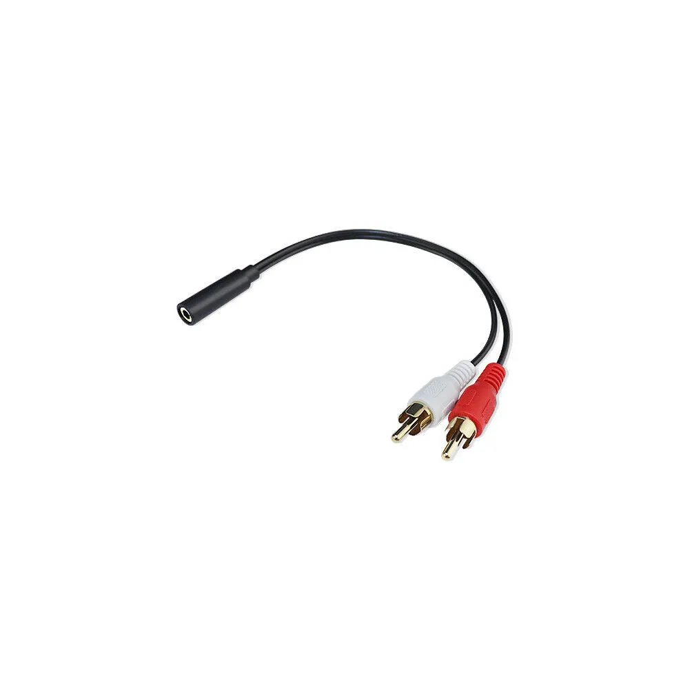 US 1-2 Pack 2 RCA Male Plug to 3.5mm Female Aux Audio Headphone Jack Converter