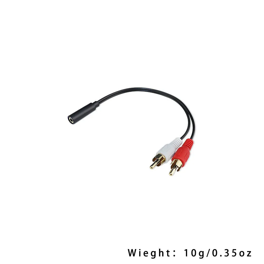US 1-2 Pack 2 RCA Male Plug to 3.5mm Female Aux Audio Headphone Jack Converter