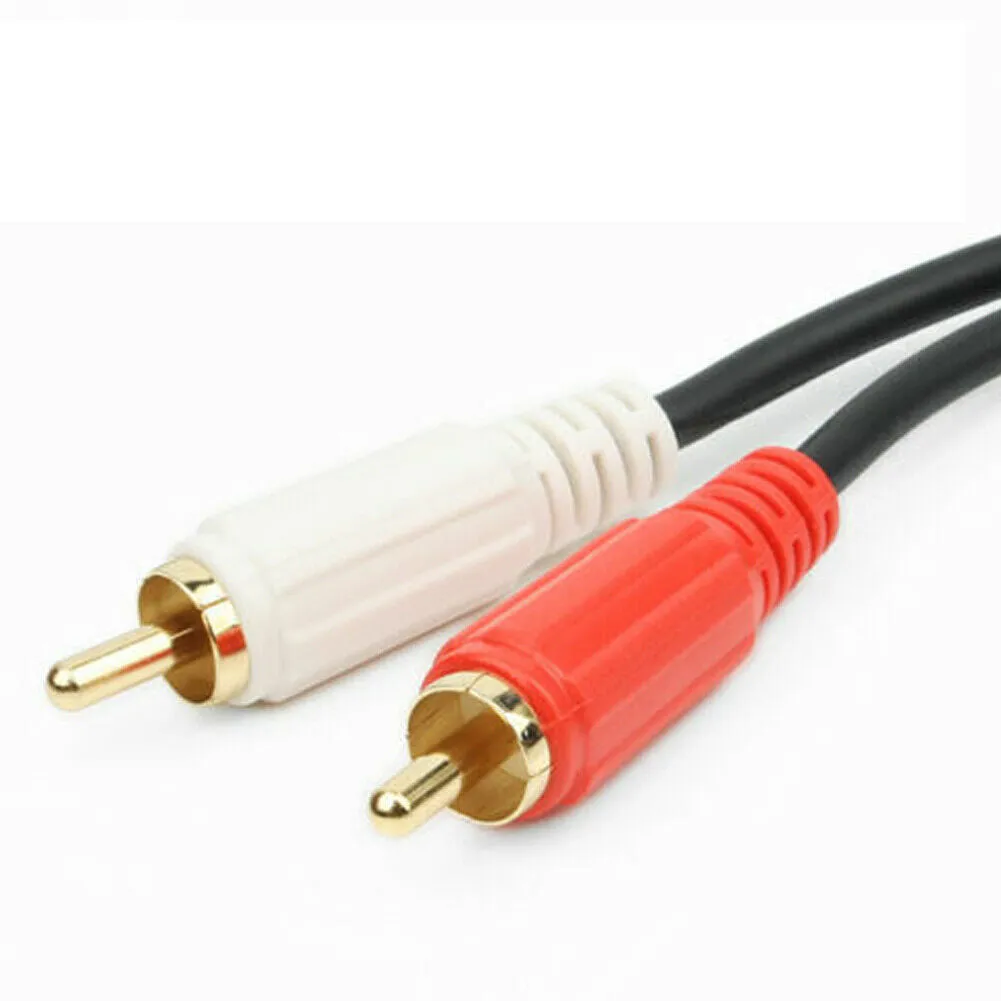 US 1-2 Pack 2 RCA Male Plug to 3.5mm Female Aux Audio Headphone Jack Converter