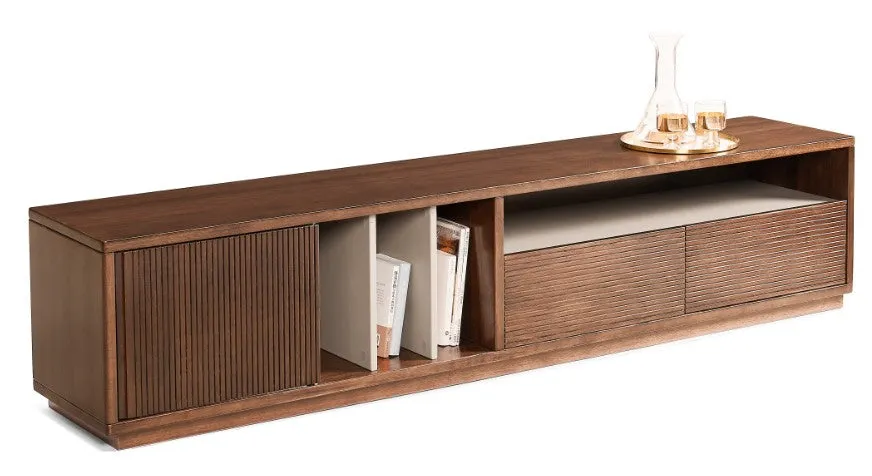 Walnut Fluted TV Stand