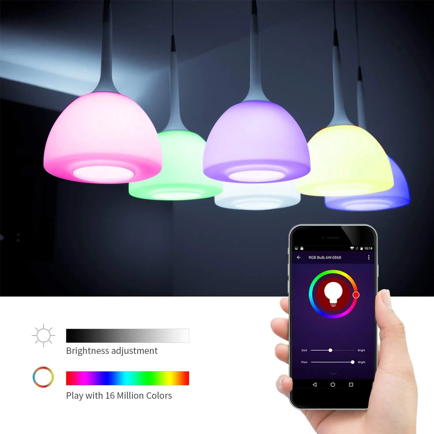 WiFi Smart LED Light Bulb A19 7W E26 Lamp Dimmable Ambience Voice APP Remote Control Homekit Work with Alexa Google Home