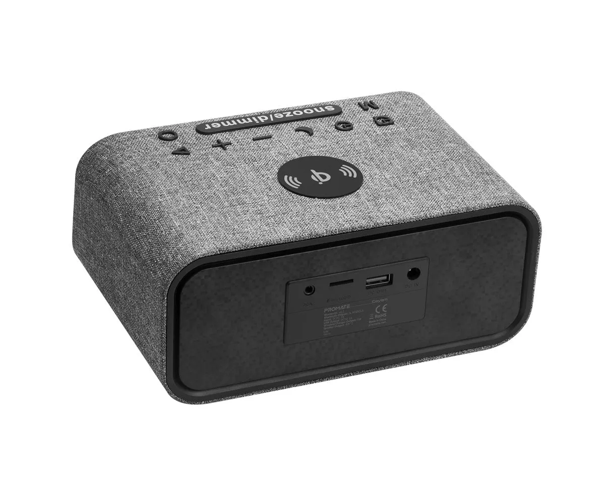Wireless Charging Alarm Clock with Stereo Wireless Speaker and Handsfree Support
