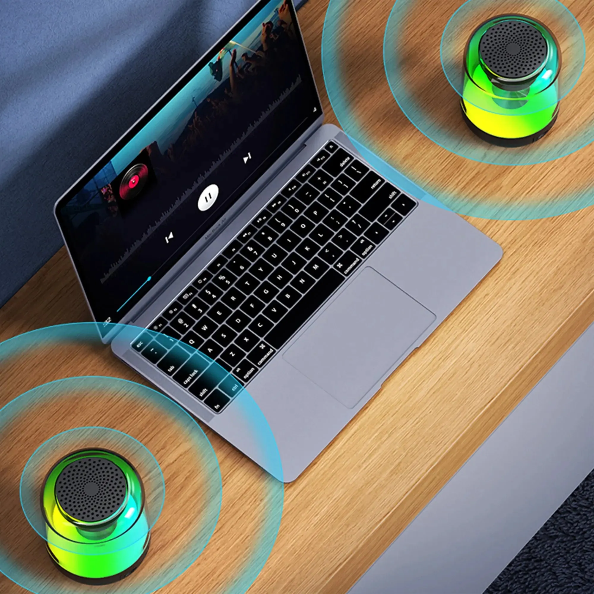 ZTECH SYNCWAVE 2-Pack of LED Wireless Speakers with Synchronized Audio -ZTECH SYNCWAVE Speakers
